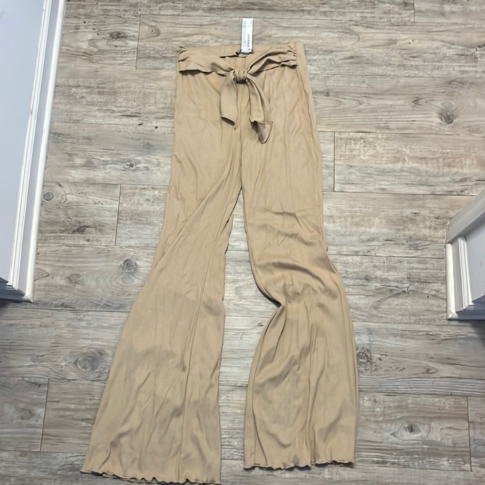 Belted Flare knit pants